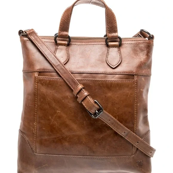 Frye Brown Leather Tote Bag - Classic Crossbody Carry - Picture 10 of 12